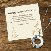 EverestArtstudios "Wishing Luck and Prosperity" White Jade Koi Fish Necklace Includes Gift Message Card