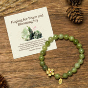 EverestArtstudios "Hoping for Peace and Blooming Joy" Green Jade Bracelet Includes Gift Message Card