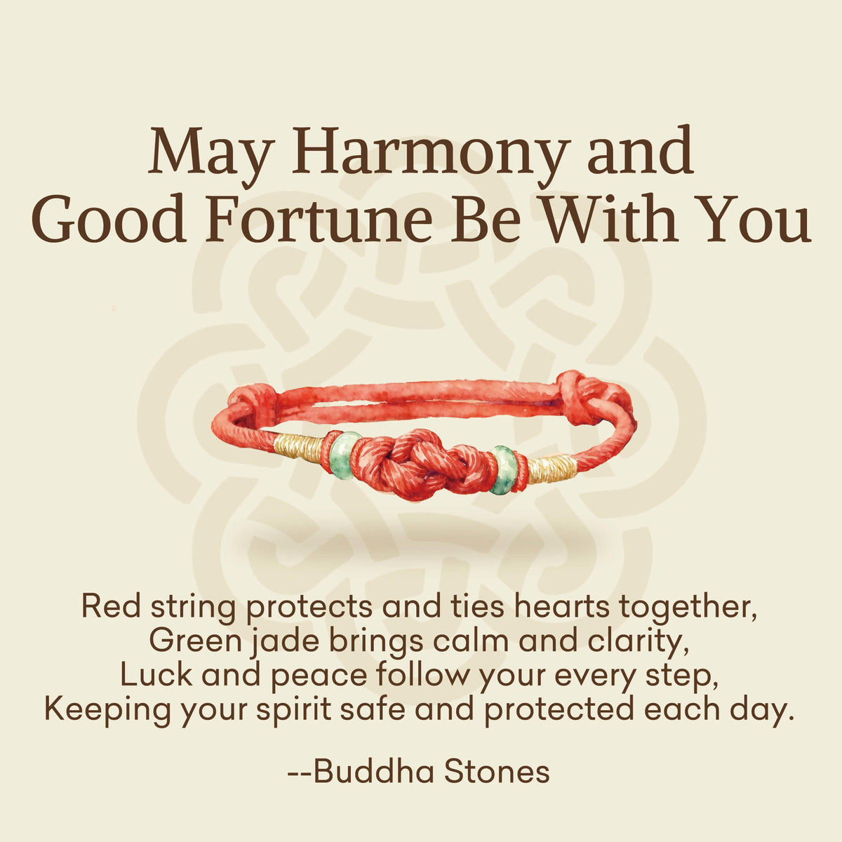 Buddha Stones "May Harmony and Good Fortune Be With You" Bracelet Includes Gift Message Card