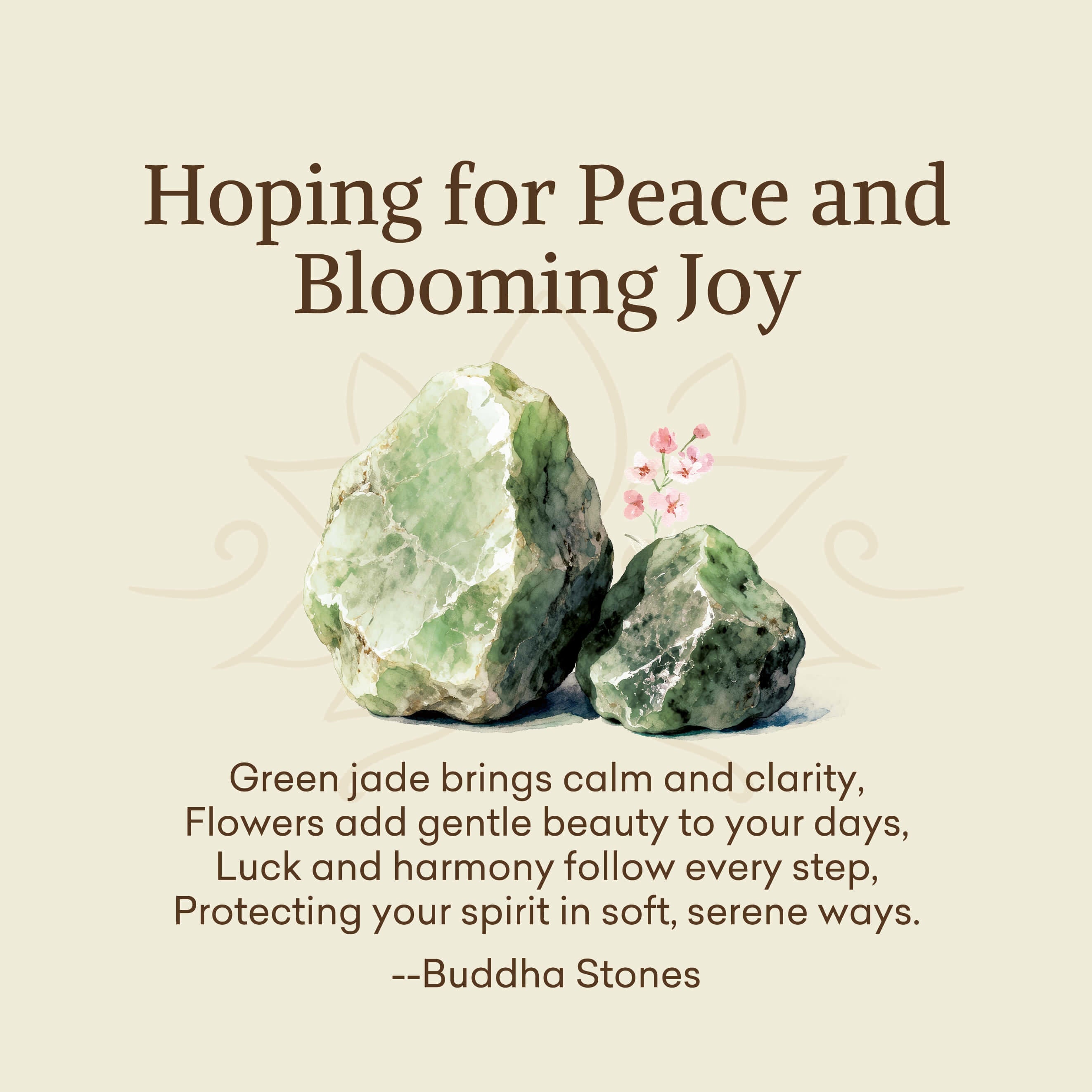 EverestArtstudios "Hoping for Peace and Blooming Joy" Green Jade Bracelet Includes Gift Message Card