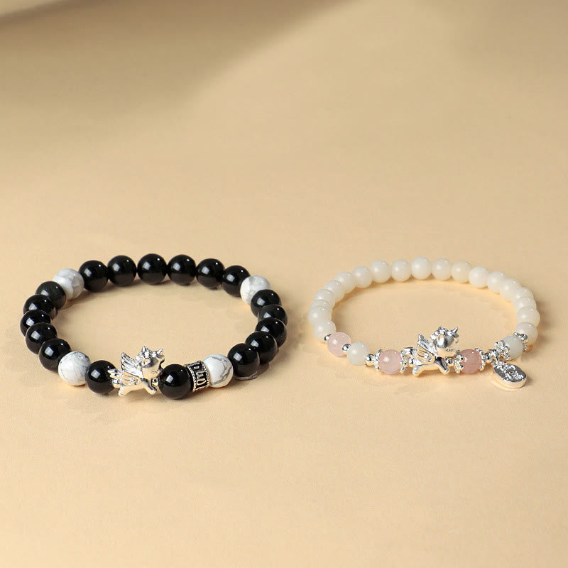 Buddha Stones 999 Sterling Silver Year Of The Horse Natural Black Obsidian Bodhi Seed Strength Bracelet