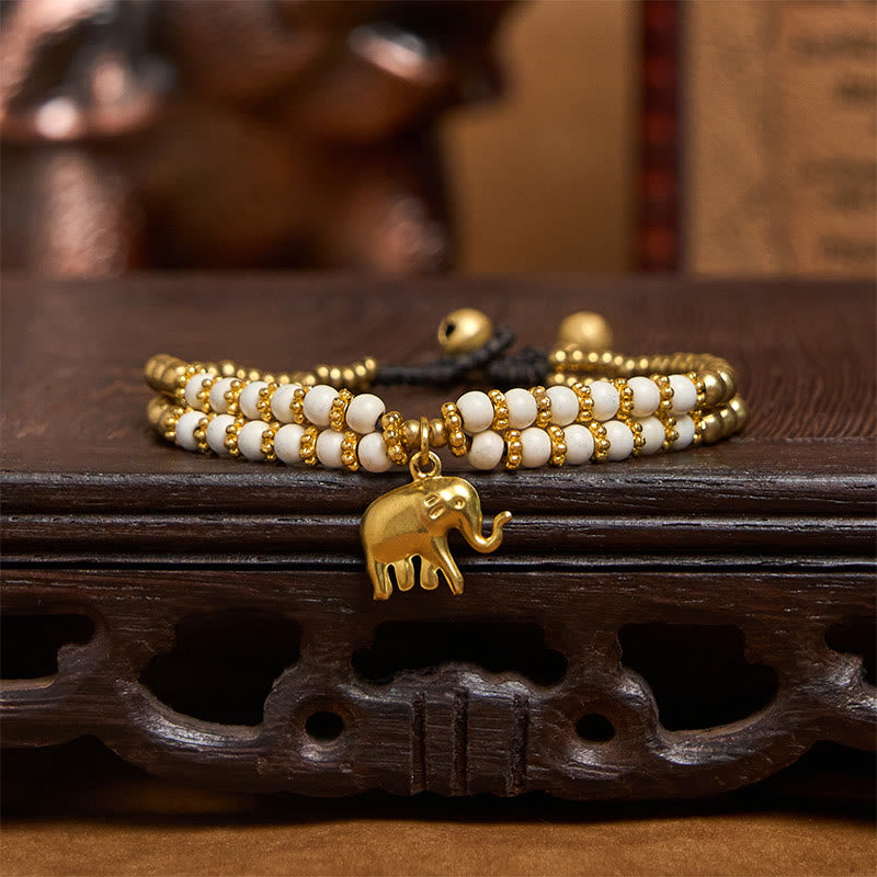 EverestArtStudios Turquoise Elephant Luck Double-layer Plated Copper Strength Bracelet