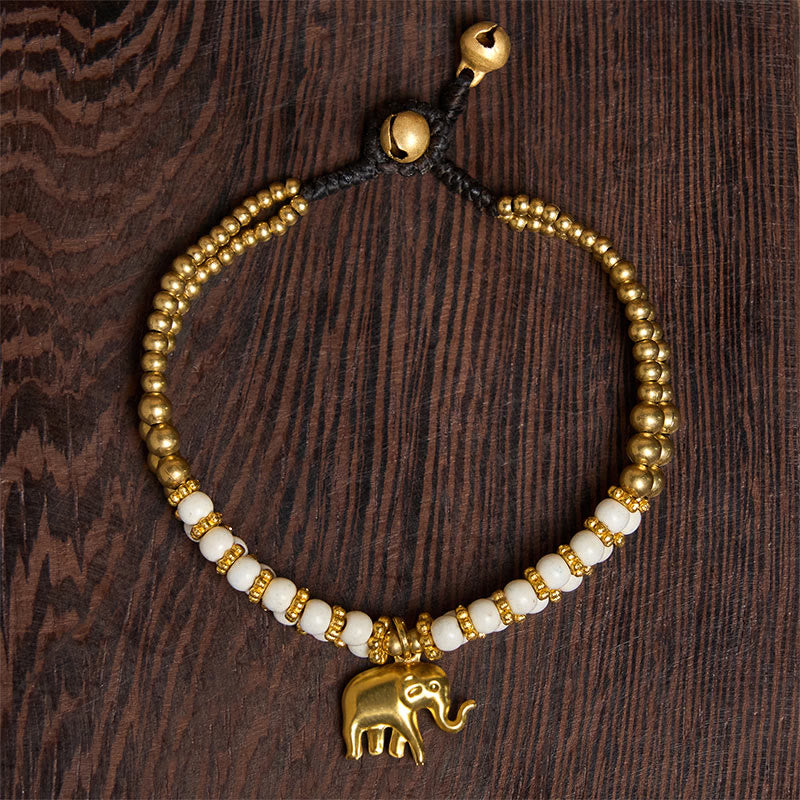 EverestArtStudios Turquoise Elephant Luck Double-layer Plated Copper Strength Bracelet
