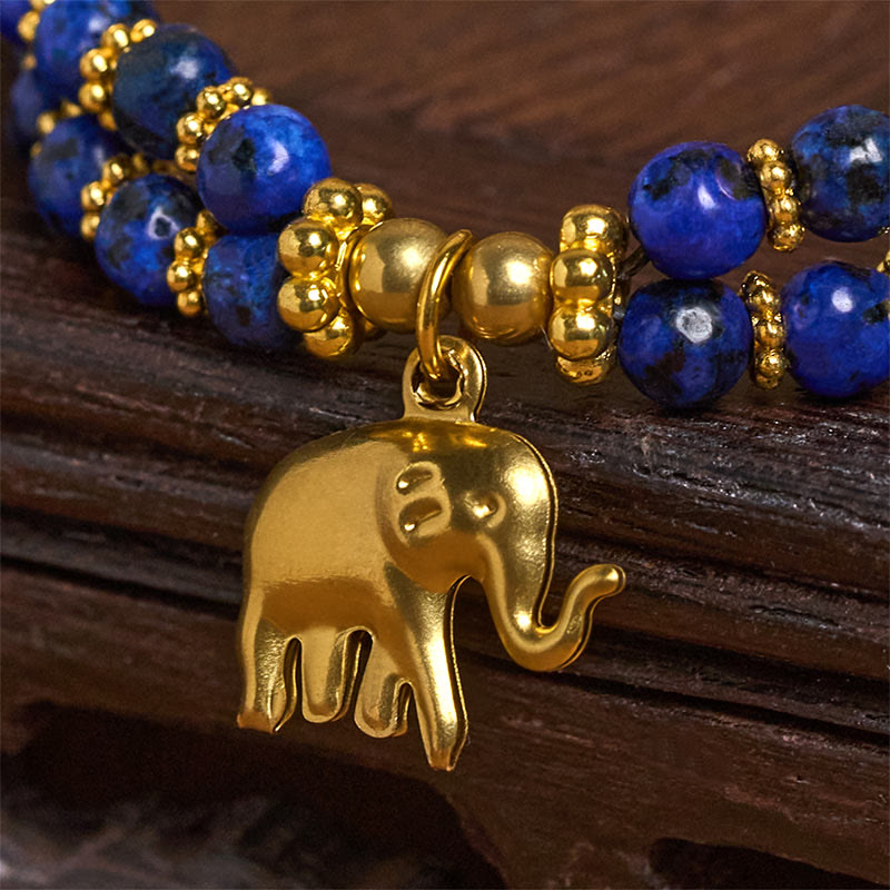 EverestArtStudios Turquoise Elephant Luck Double-layer Plated Copper Strength Bracelet