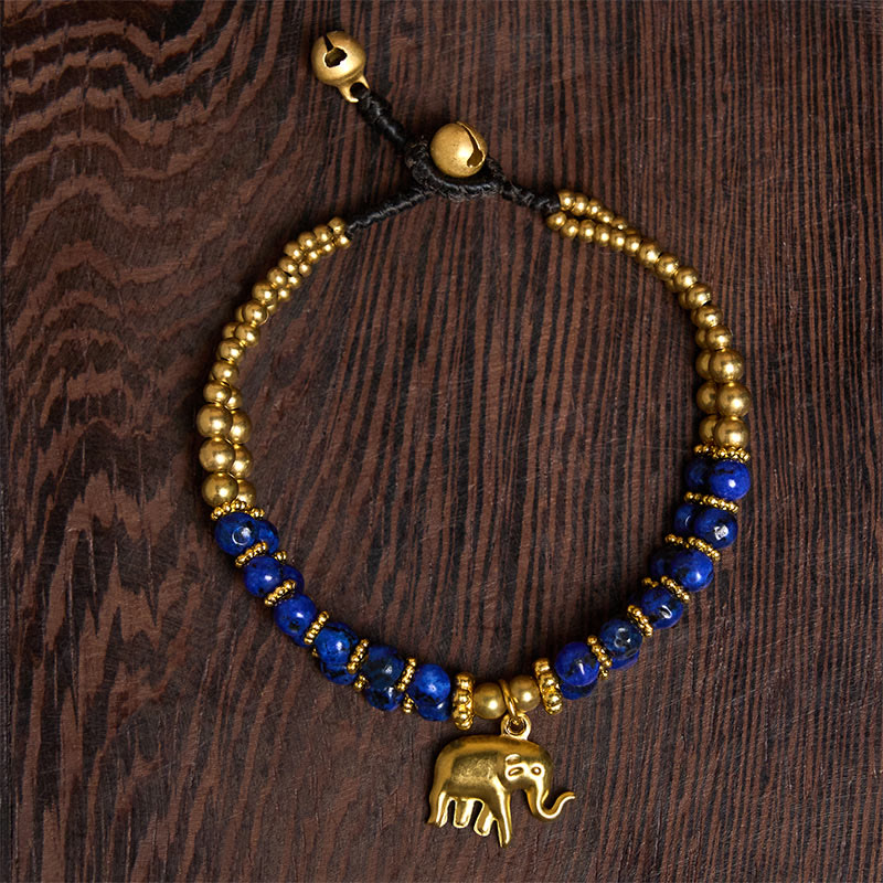 EverestArtStudios Turquoise Elephant Luck Double-layer Plated Copper Strength Bracelet