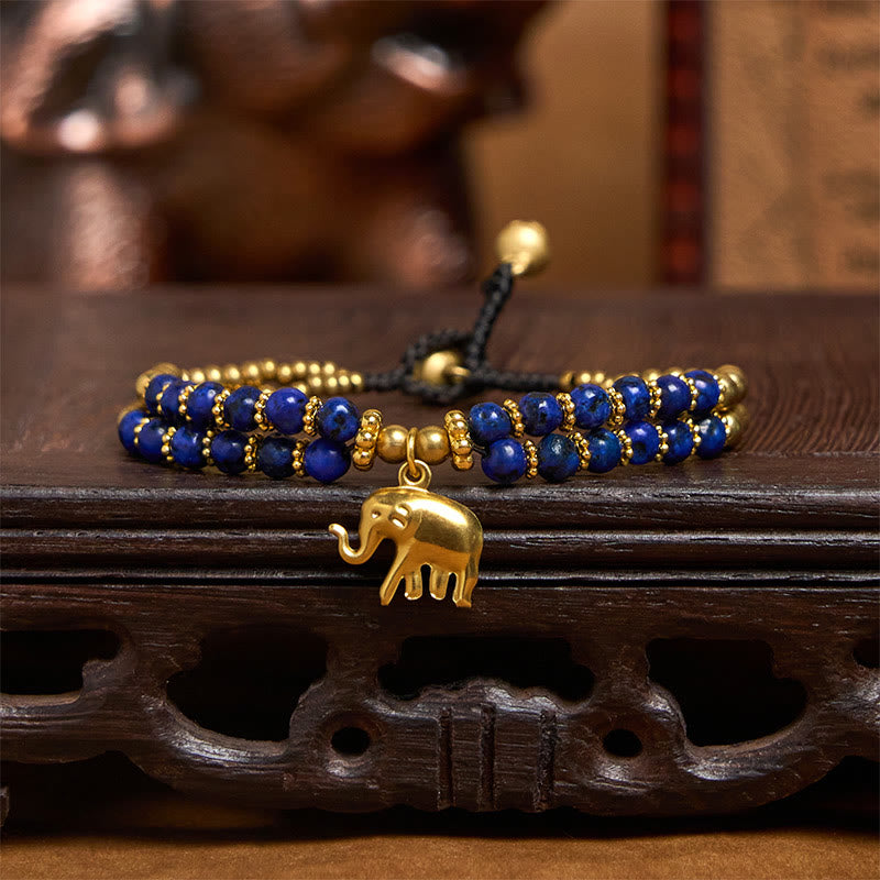 EverestArtStudios Turquoise Elephant Luck Double-layer Plated Copper Strength Bracelet