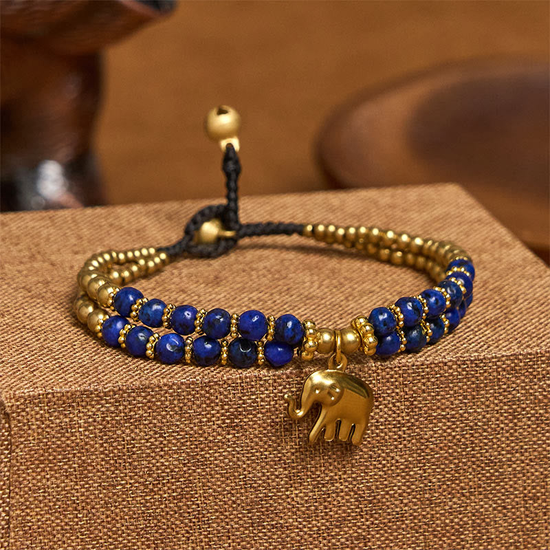EverestArtStudios Turquoise Elephant Luck Double-layer Plated Copper Strength Bracelet