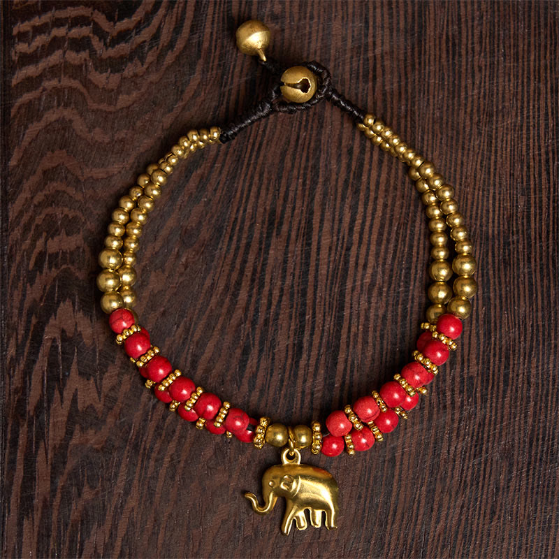 EverestArtStudios Turquoise Elephant Luck Double-layer Plated Copper Strength Bracelet