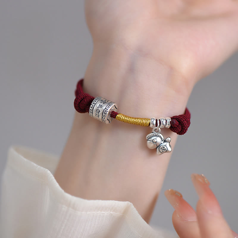 Buddha Stones 999 Sterling Silver Year Of The Horse Lucky Bead Protection Red Rope Bracelet