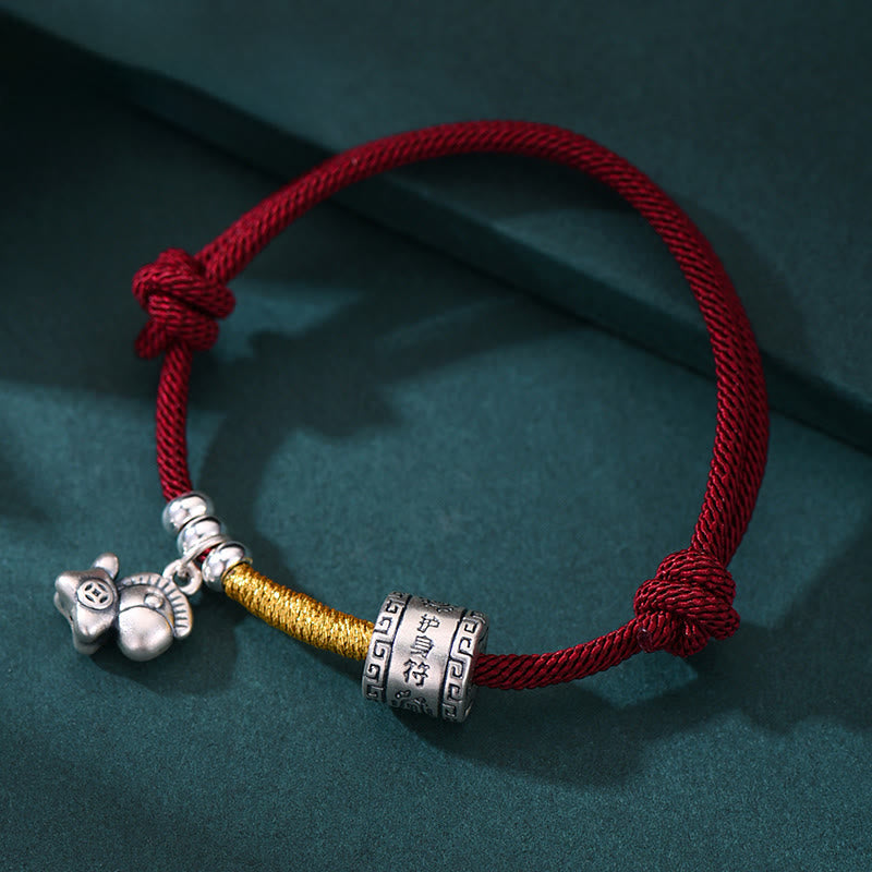 Buddha Stones 999 Sterling Silver Year Of The Horse Lucky Bead Protection Red Rope Bracelet