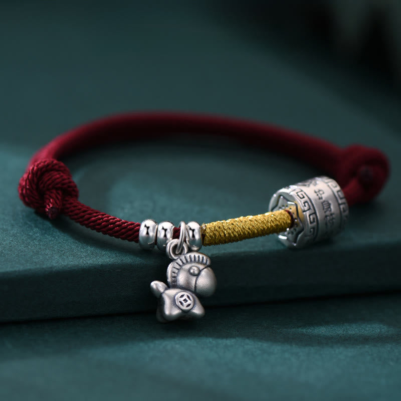Buddha Stones 999 Sterling Silver Year Of The Horse Lucky Bead Protection Red Rope Bracelet