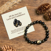 Buddha Stones "All the best for Luck and Confidence" Lovely Cat Bracelet Includes Gift Message Card
