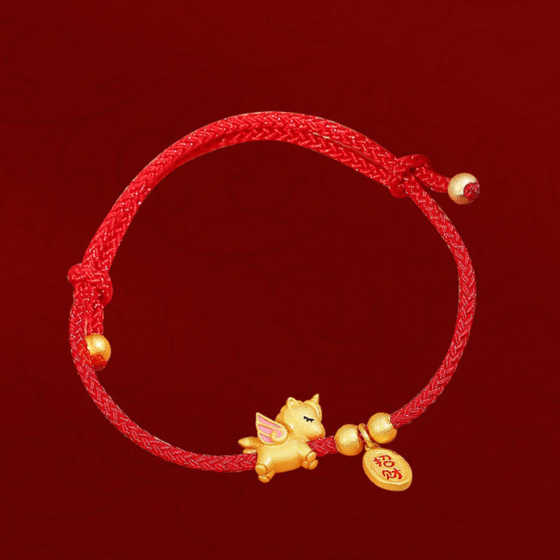 Buddha Stones 925 Sterling Silver Year Of The Horse Lucky Fortune Red String Strength Bracelet