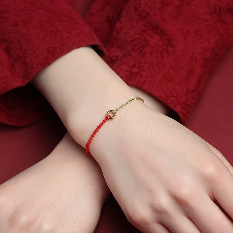 EverestArtstudios Small Peace Buckle Braided String Adjustable Connection Bracelet Anklet