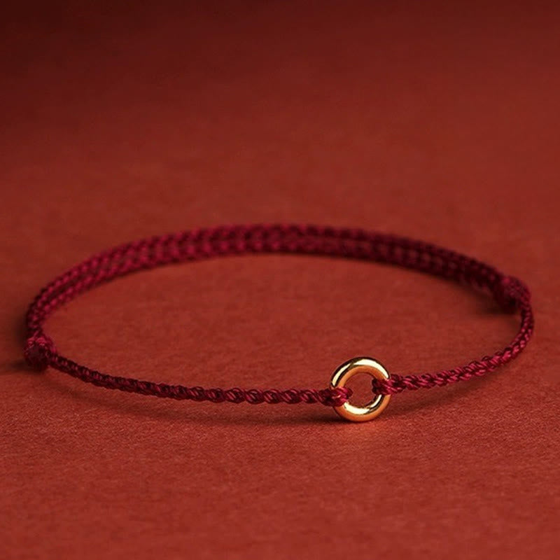 Buddha Stones Small Peace Buckle Braided String Adjustable Connection Bracelet Anklet