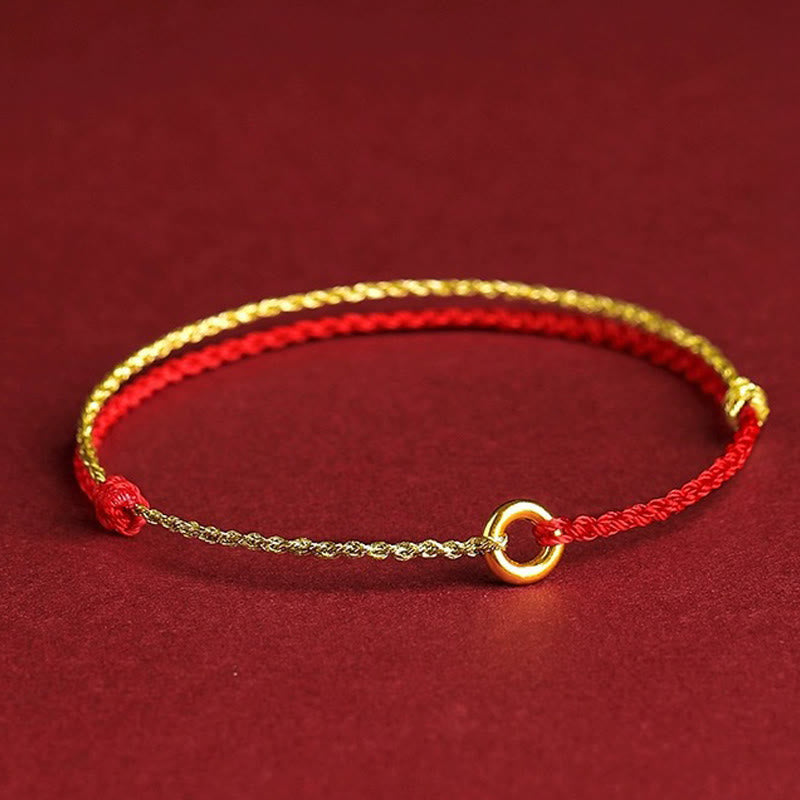 EverestArtstudios Small Peace Buckle Braided String Adjustable Connection Bracelet Anklet