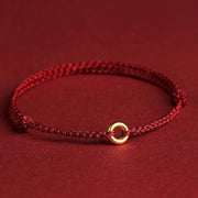 EverestArtstudios Small Peace Buckle Braided String Adjustable Connection Bracelet Anklet