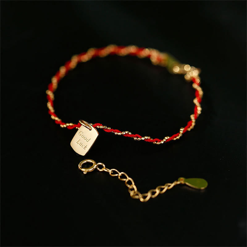 Buddha Stones 925 Sterling Silver Red String Good Luck Bracelet