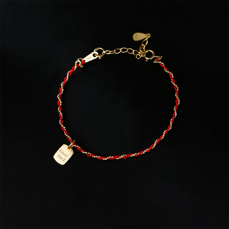 Buddha Stones 925 Sterling Silver Red String Good Luck Bracelet