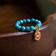 EverestArtStudios 4mm Ultra-Fine Turquoise Faceted Bead Design Strength Elastic Ring
