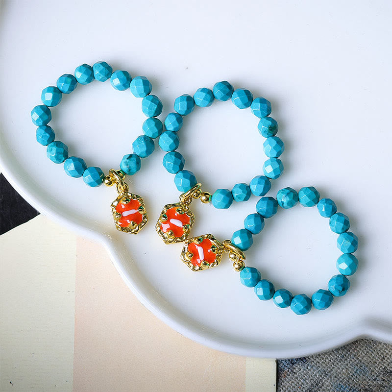EverestArtStudios 4mm Ultra-Fine Turquoise Faceted Bead Design Strength Elastic Ring