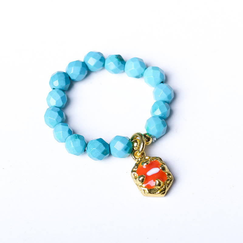EverestArtStudios 4mm Ultra-Fine Turquoise Faceted Bead Design Strength Elastic Ring