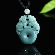EverestArtstudios Double PiXiu Jade Peace Buckle Wealth Luck String Necklace Pendant