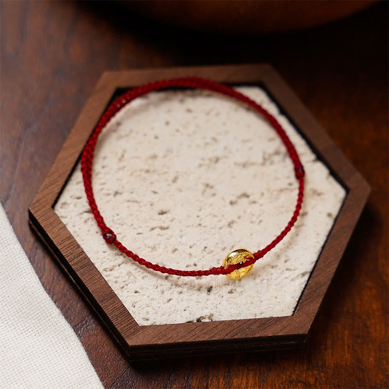 Buddha Stones Handmade Copper Coins Charm Connection Braided String Adjustable Bracelet Anklet