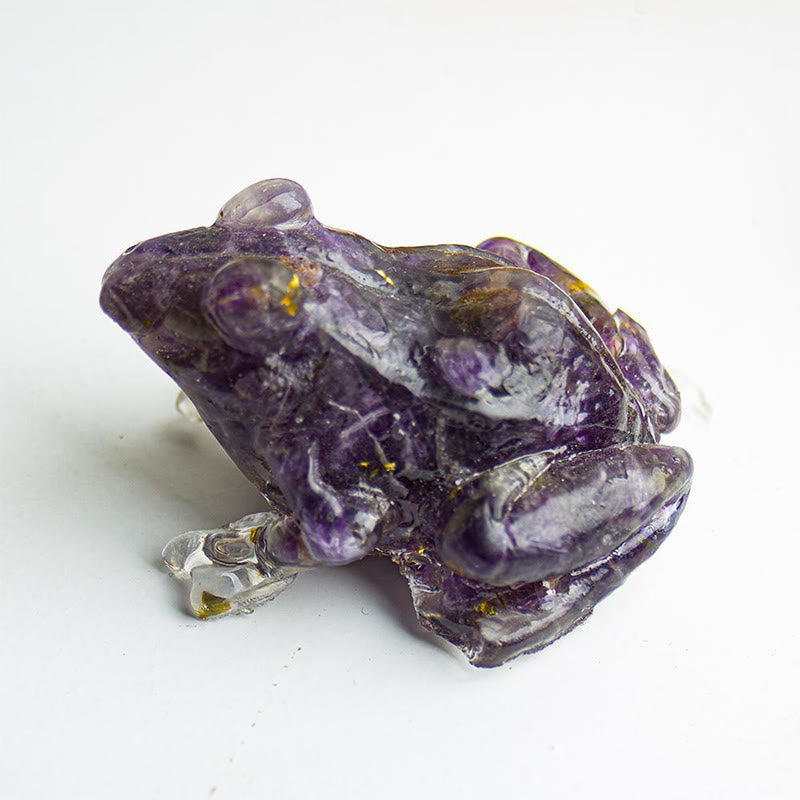 Buddha Stones Crystal Drip Resin Small Frog Passion Decoration Statue