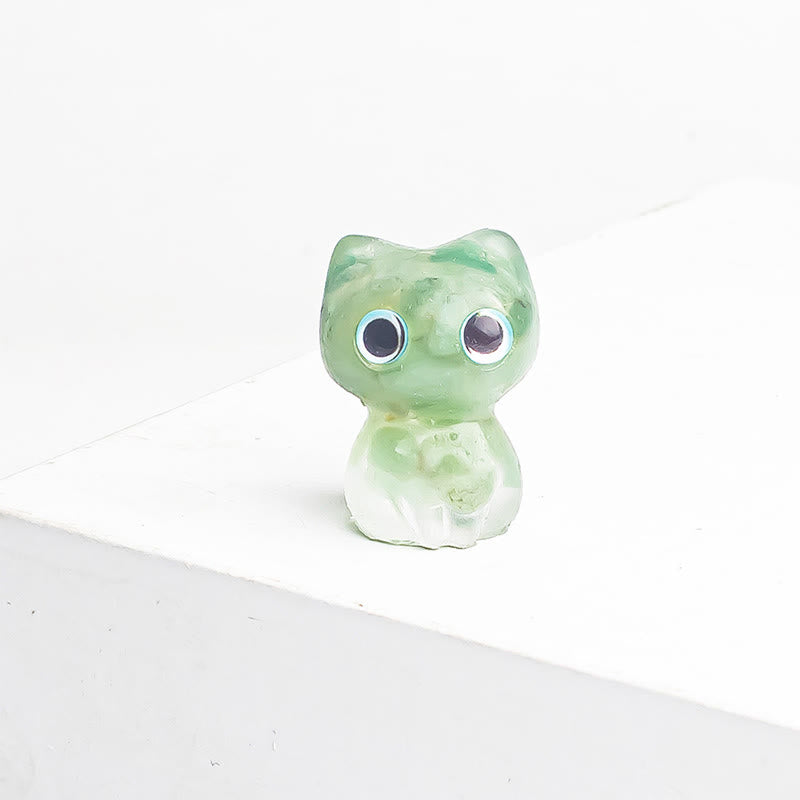 Buddha Stones Crystal Drip Resin Small Cat Purification Decoration Statue
