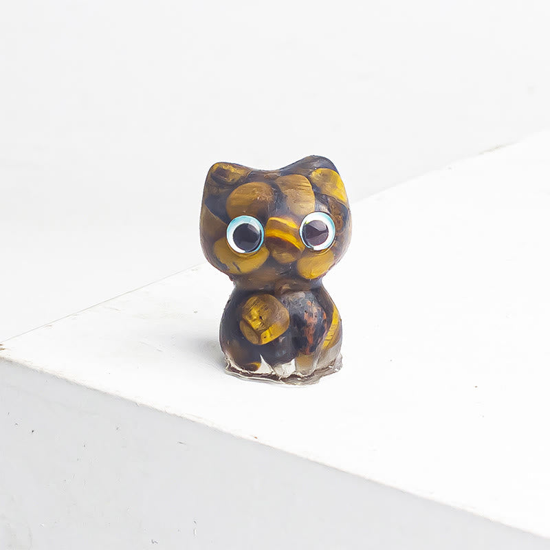 Buddha Stones Crystal Drip Resin Small Cat Purification Decoration Statue