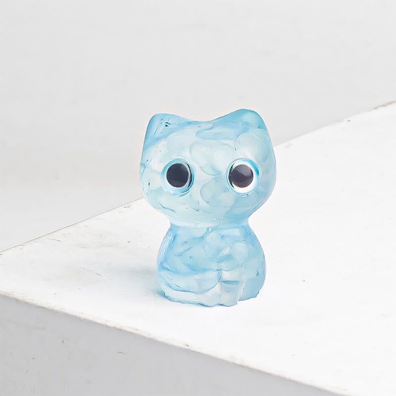 Buddha Stones Crystal Drip Resin Small Cat Purification Decoration Statue