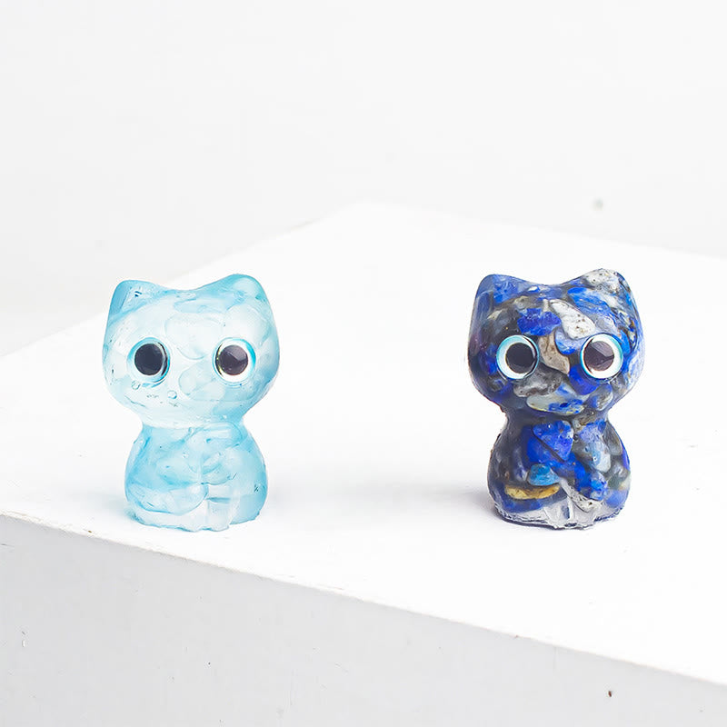 Buddha Stones Crystal Drip Resin Small Cat Purification Decoration Statue