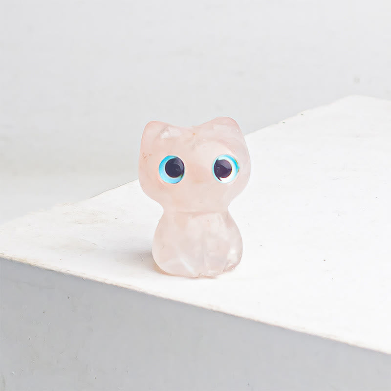 Buddha Stones Crystal Drip Resin Small Cat Purification Decoration Statue