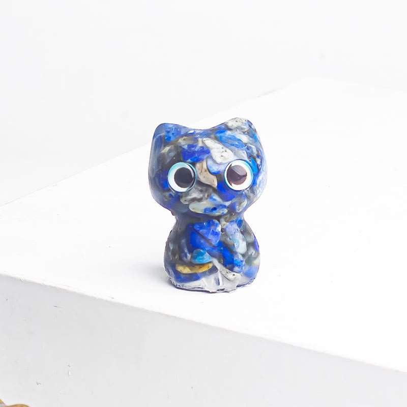 Buddha Stones Crystal Drip Resin Small Cat Purification Decoration Statue