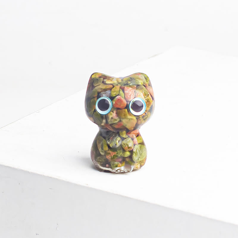 Buddha Stones Crystal Drip Resin Small Cat Purification Decoration Statue