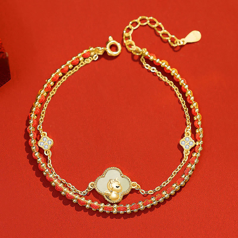 EverestArtstudios 925 Sterling Silver Year Of The Horse Red Agate Hetian Jade Confidence Bracelet
