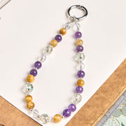 Buddha Stones Amethyst Golden Tiger Eye Beaded Balance Key Chain Phone Hanging Decoration