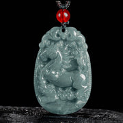 EverestArtstudios Chinese Zodiac Jade Year of the Horse Luck Rope Necklace Pendant