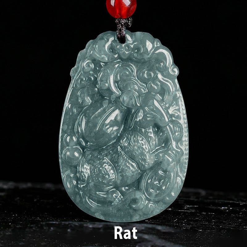 EverestArtstudios Chinese Zodiac Jade Year of the Horse Luck Rope Necklace Pendant