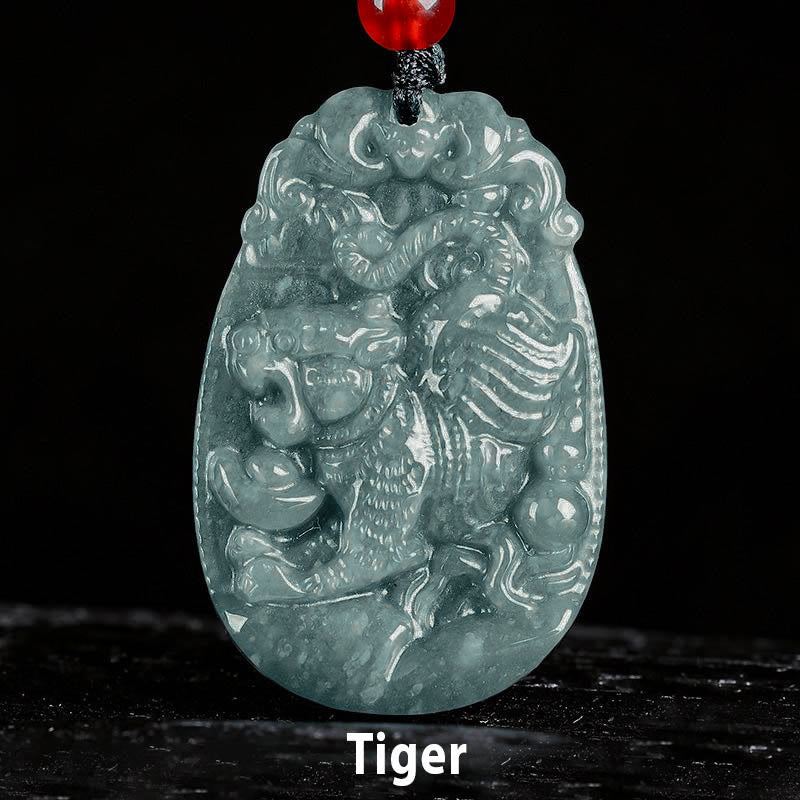 EverestArtstudios Chinese Zodiac Jade Year of the Horse Luck Rope Necklace Pendant