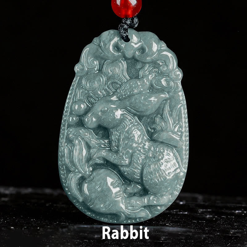 EverestArtstudios Chinese Zodiac Jade Year of the Horse Luck Rope Necklace Pendant