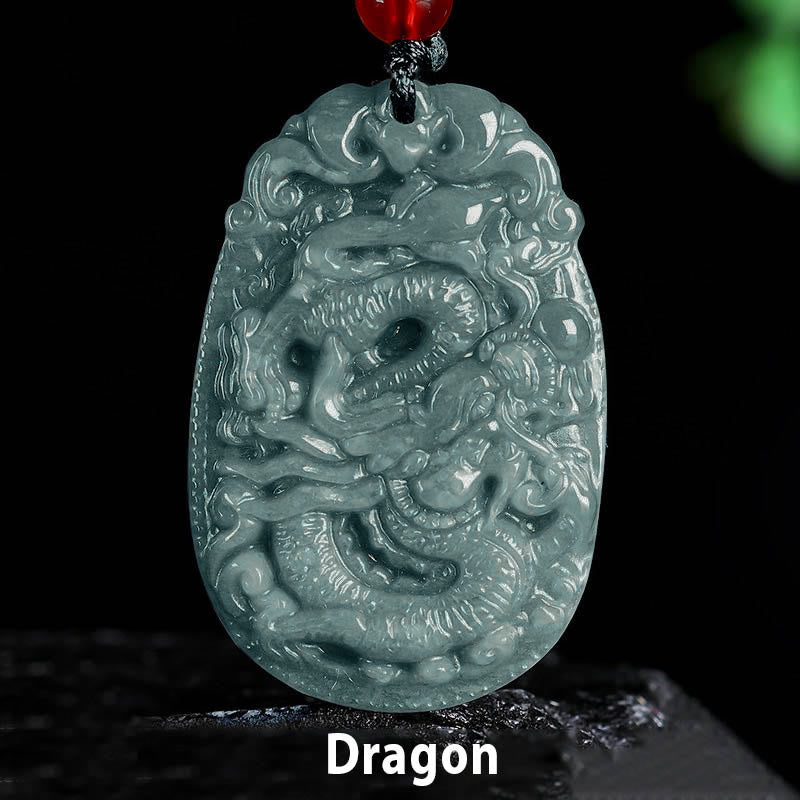 EverestArtstudios Chinese Zodiac Jade Year of the Horse Luck Rope Necklace Pendant
