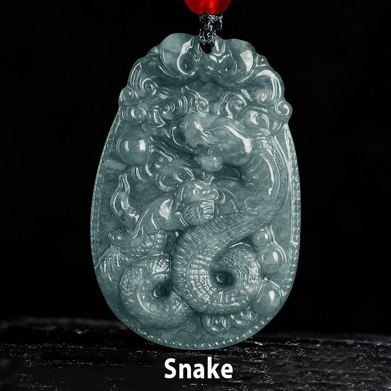 EverestArtstudios Chinese Zodiac Jade Year of the Horse Luck Rope Necklace Pendant