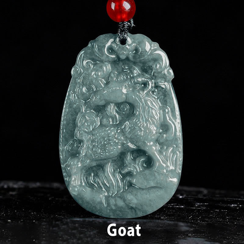 EverestArtstudios Chinese Zodiac Jade Year of the Horse Luck Rope Necklace Pendant
