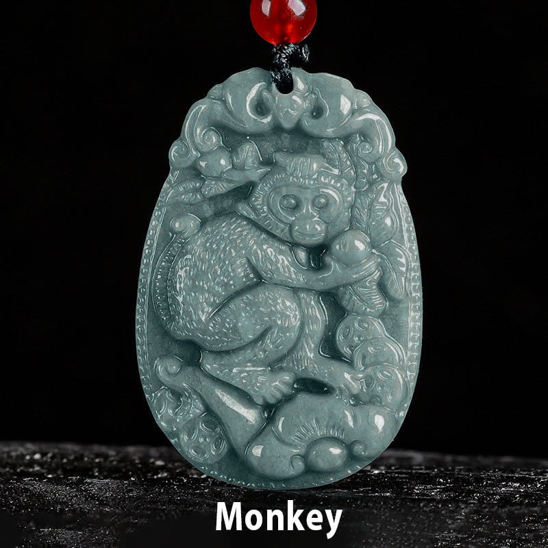 EverestArtstudios Chinese Zodiac Jade Year of the Horse Luck Rope Necklace Pendant