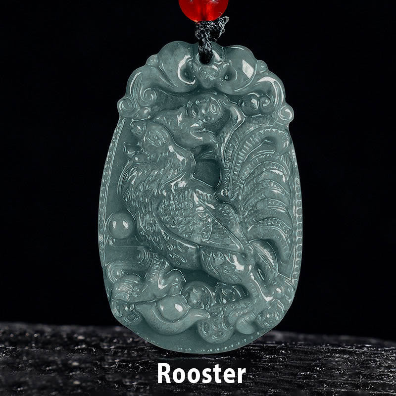 EverestArtstudios Chinese Zodiac Jade Year of the Horse Luck Rope Necklace Pendant