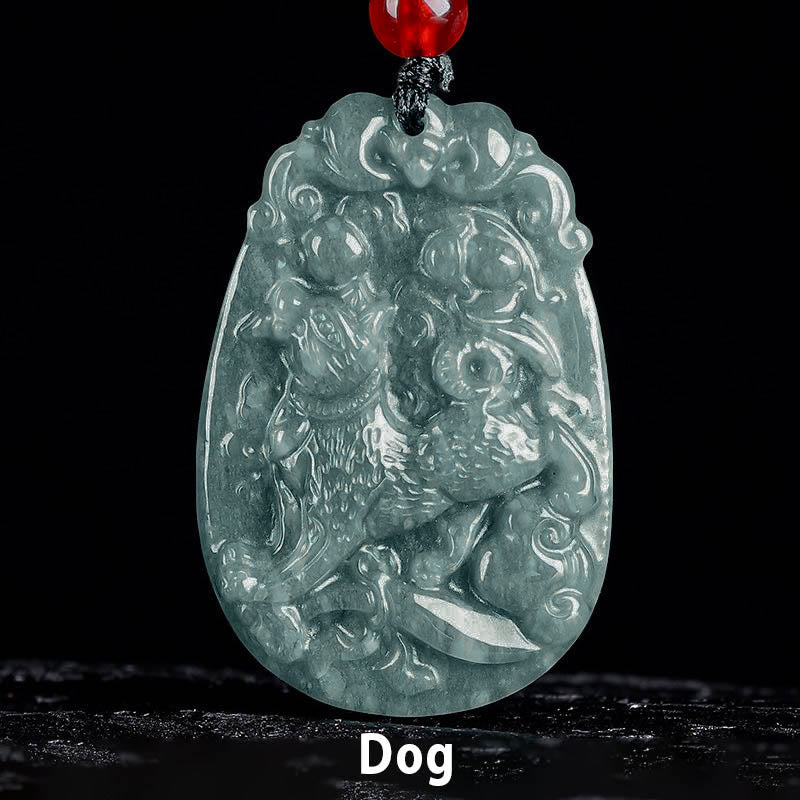 EverestArtstudios Chinese Zodiac Jade Year of the Horse Luck Rope Necklace Pendant