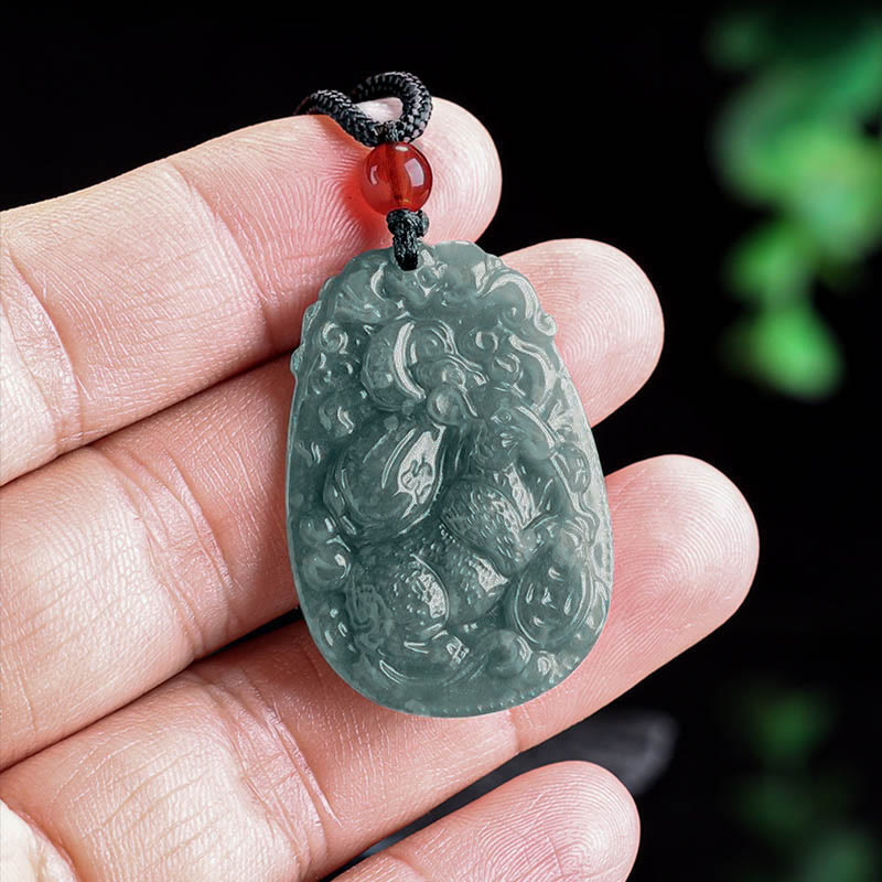 EverestArtstudios Chinese Zodiac Jade Year of the Horse Luck Rope Necklace Pendant