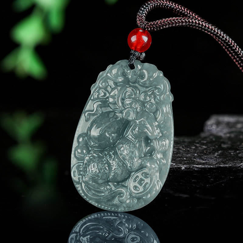 EverestArtstudios Chinese Zodiac Jade Year of the Horse Luck Rope Necklace Pendant